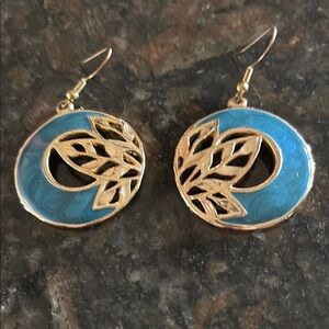 Edgar Berebi Gold and Blue Leaf Earrings